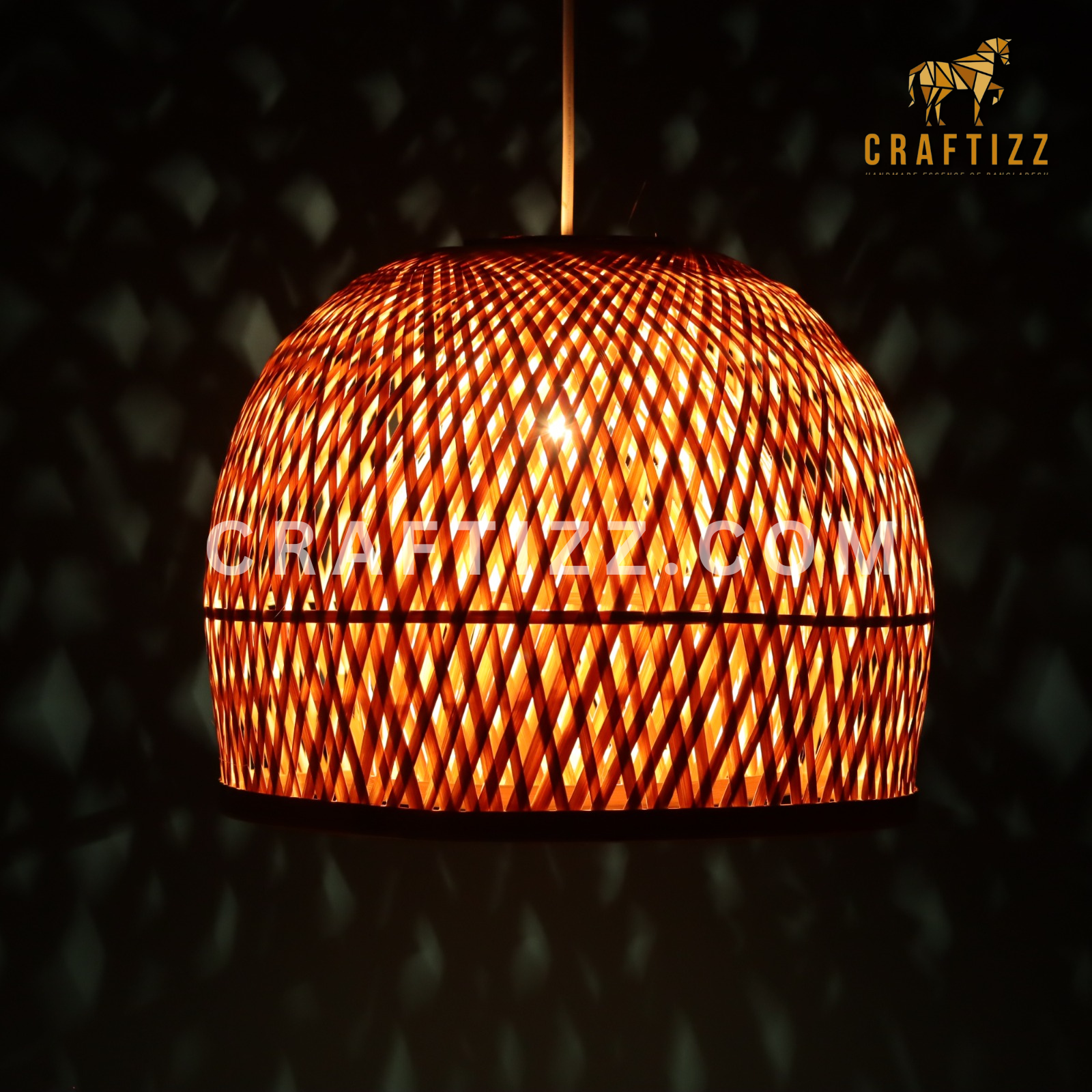 Bamboo Woven Ceiling Hanging Lampshade - Image 2