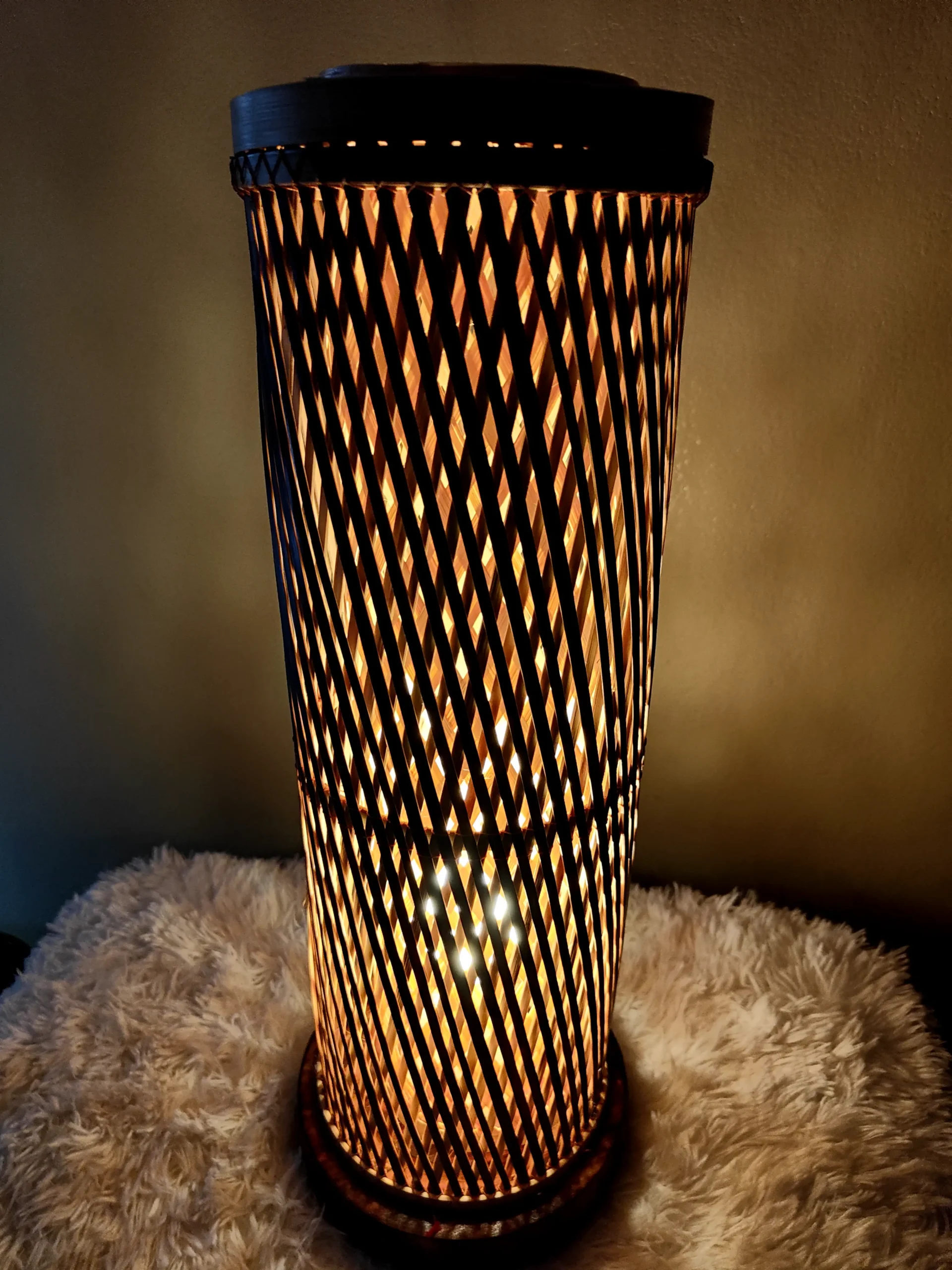 Cylinder Shape Bamboo Black Table Lampshade - Image 5