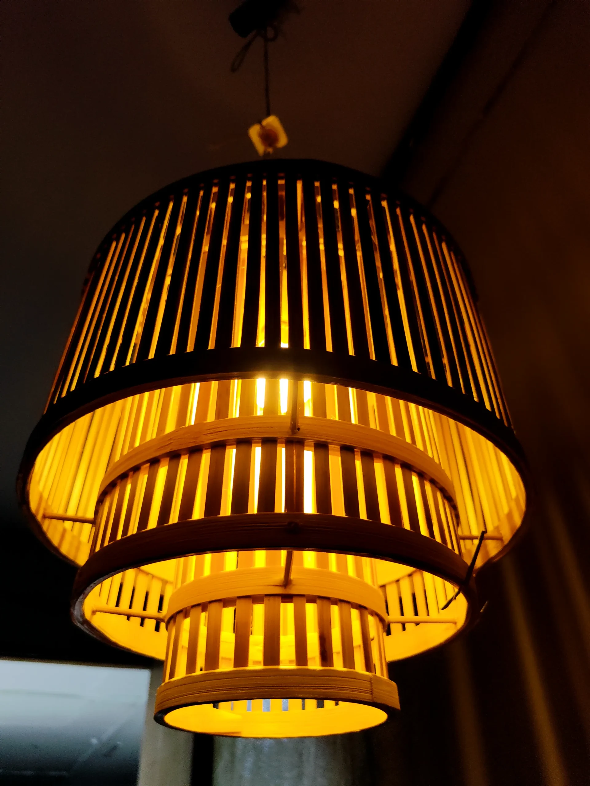Bamboo Lamp Shade Triple Layer Ceiling Hanging Lamp - Image 4