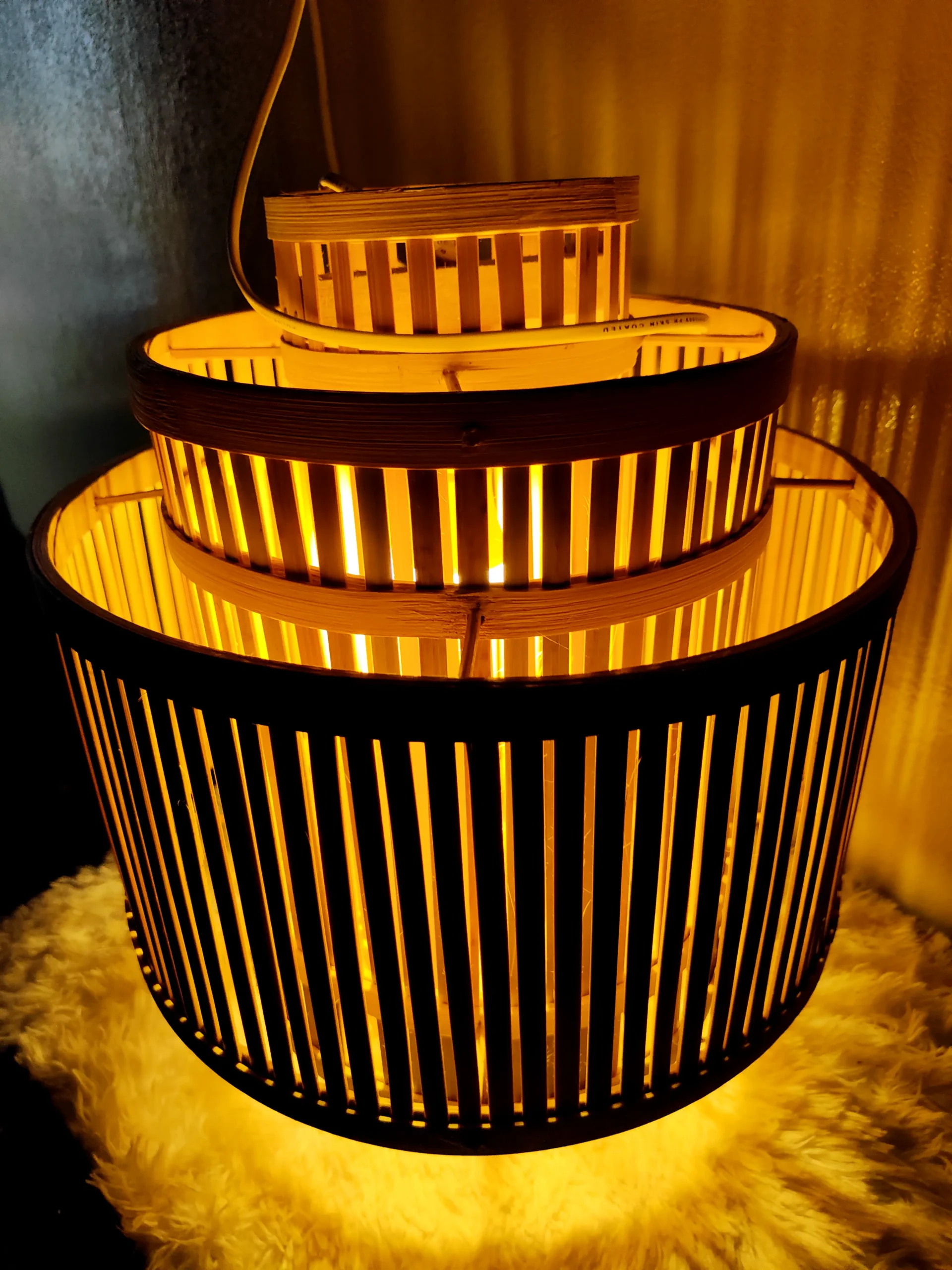 Bamboo Lamp Shade Triple Layer Ceiling Hanging Lamp - Image 3