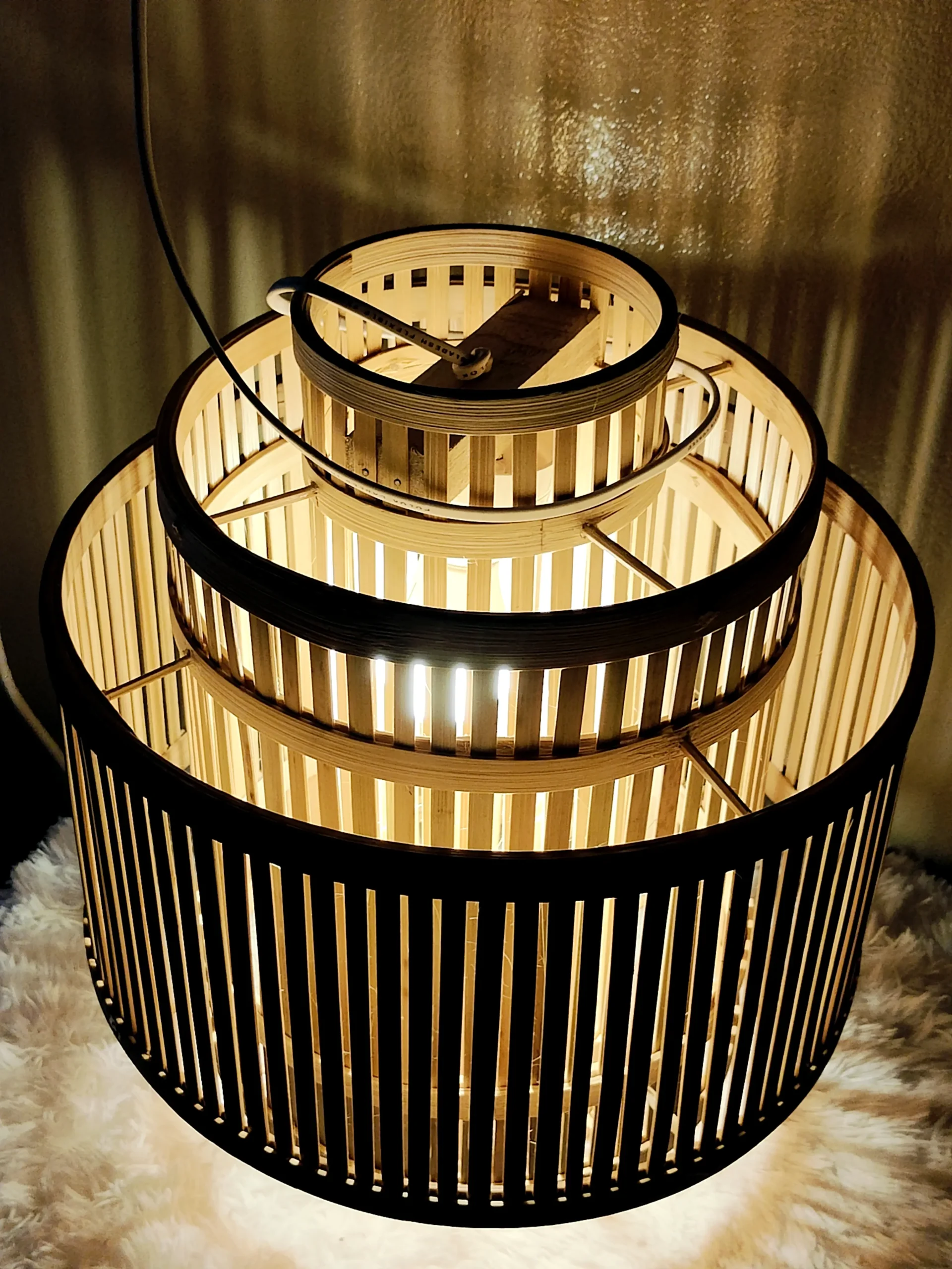 Bamboo Lamp Shade Triple Layer Ceiling Hanging Lamp - Image 2