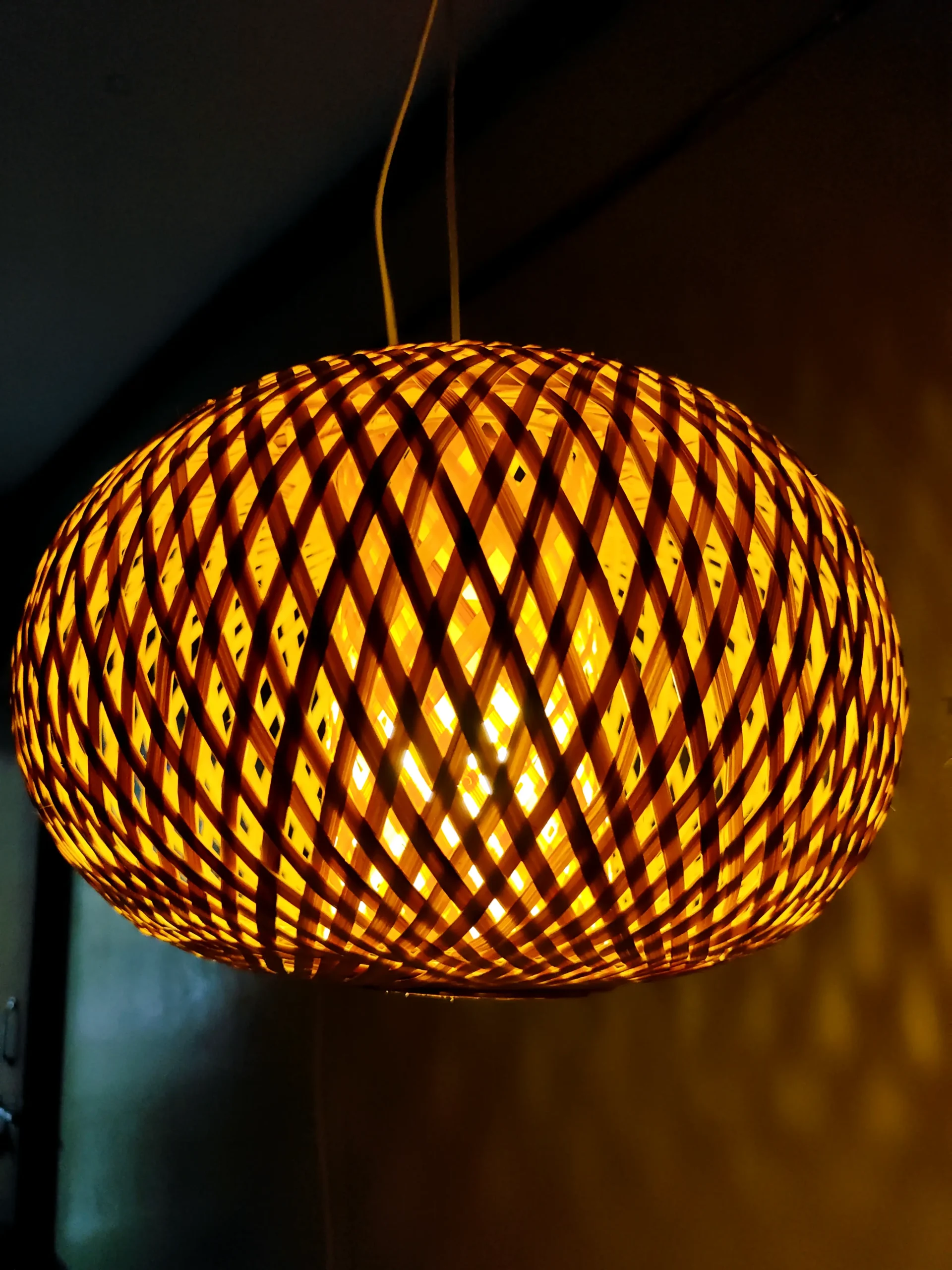 Ellipse Single Layer Ceiling Hanging Bamboo Lamp Shade - Image 2