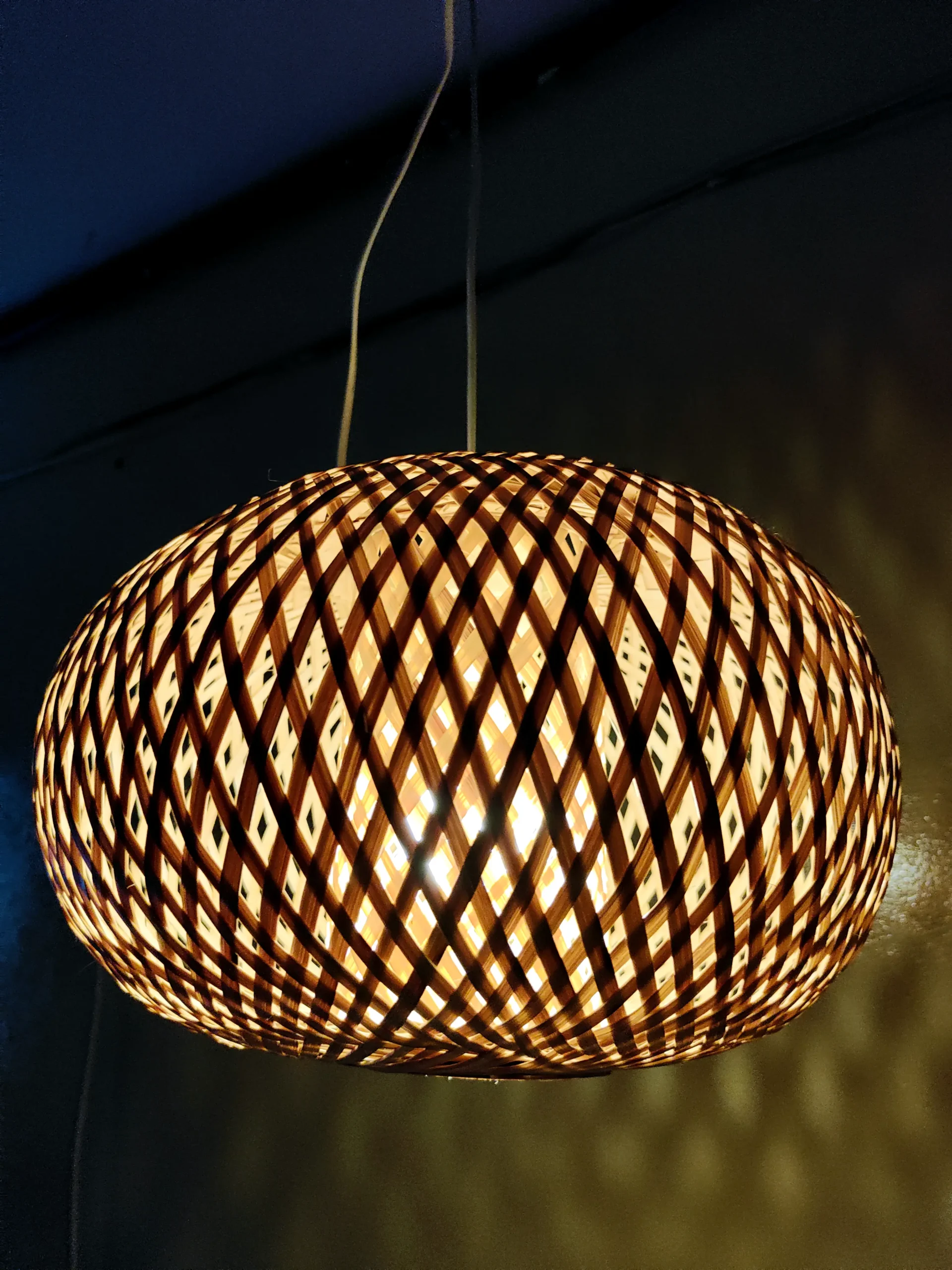 Ellipse Single Layer Ceiling Hanging Bamboo Lamp Shade - Image 4