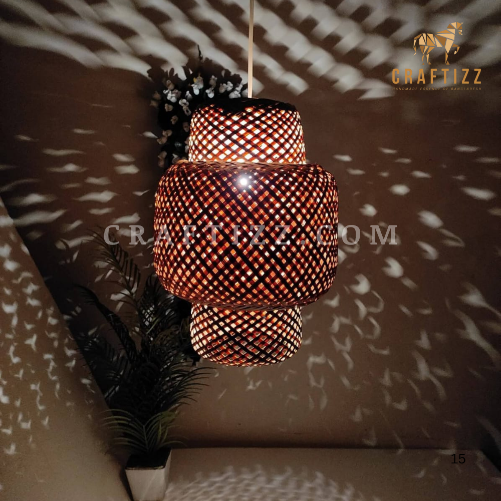 Premium Double Layer Ceiling Hanging Bamboo Lamp Shade - Image 7