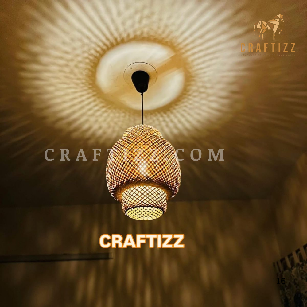 Premium Double Layer Ceiling Hanging Bamboo Lamp Shade - Image 4