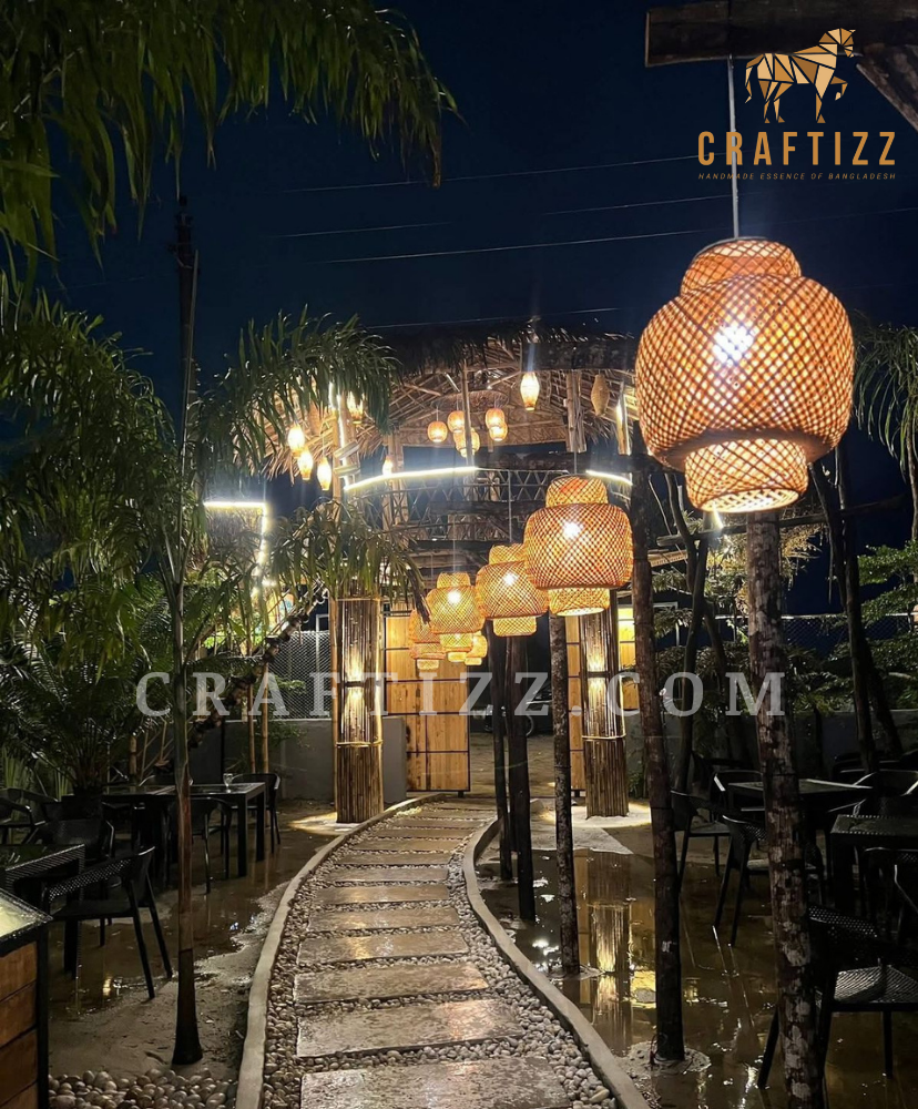Premium Double Layer Ceiling Hanging Bamboo Lamp Shade - Image 5