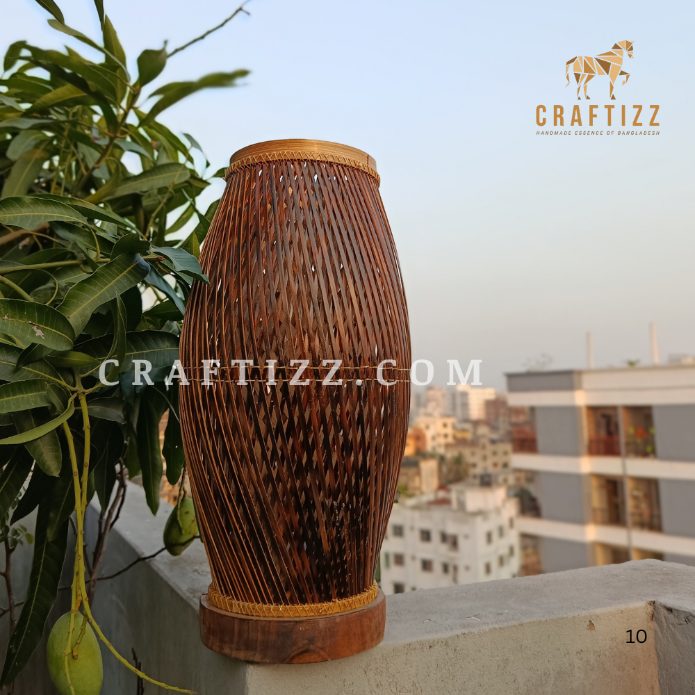 Handmade Bamboo Black Pitcher Shape Table Lamp - Image 2