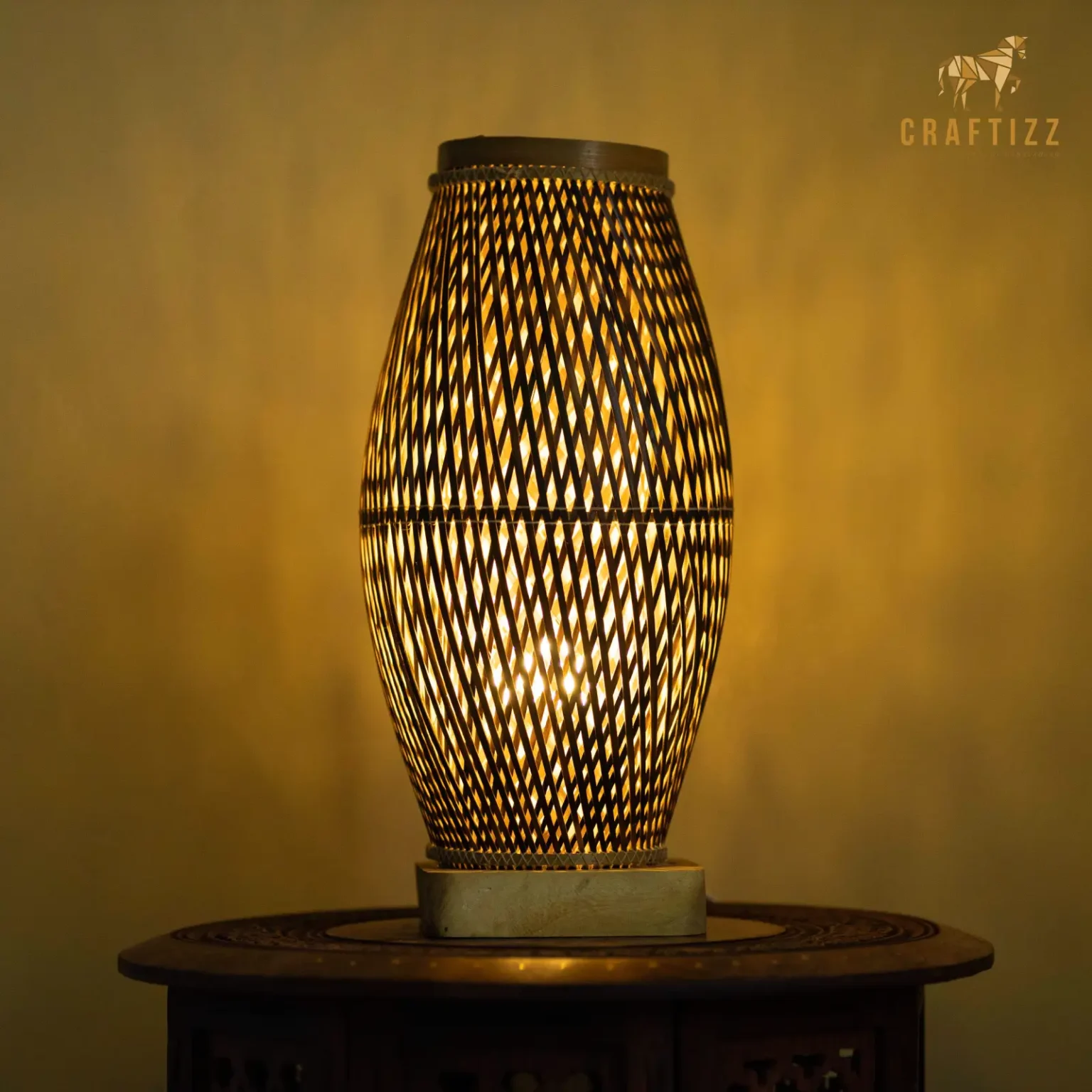 Handmade Bamboo Black Pitcher Shape Table Lamp