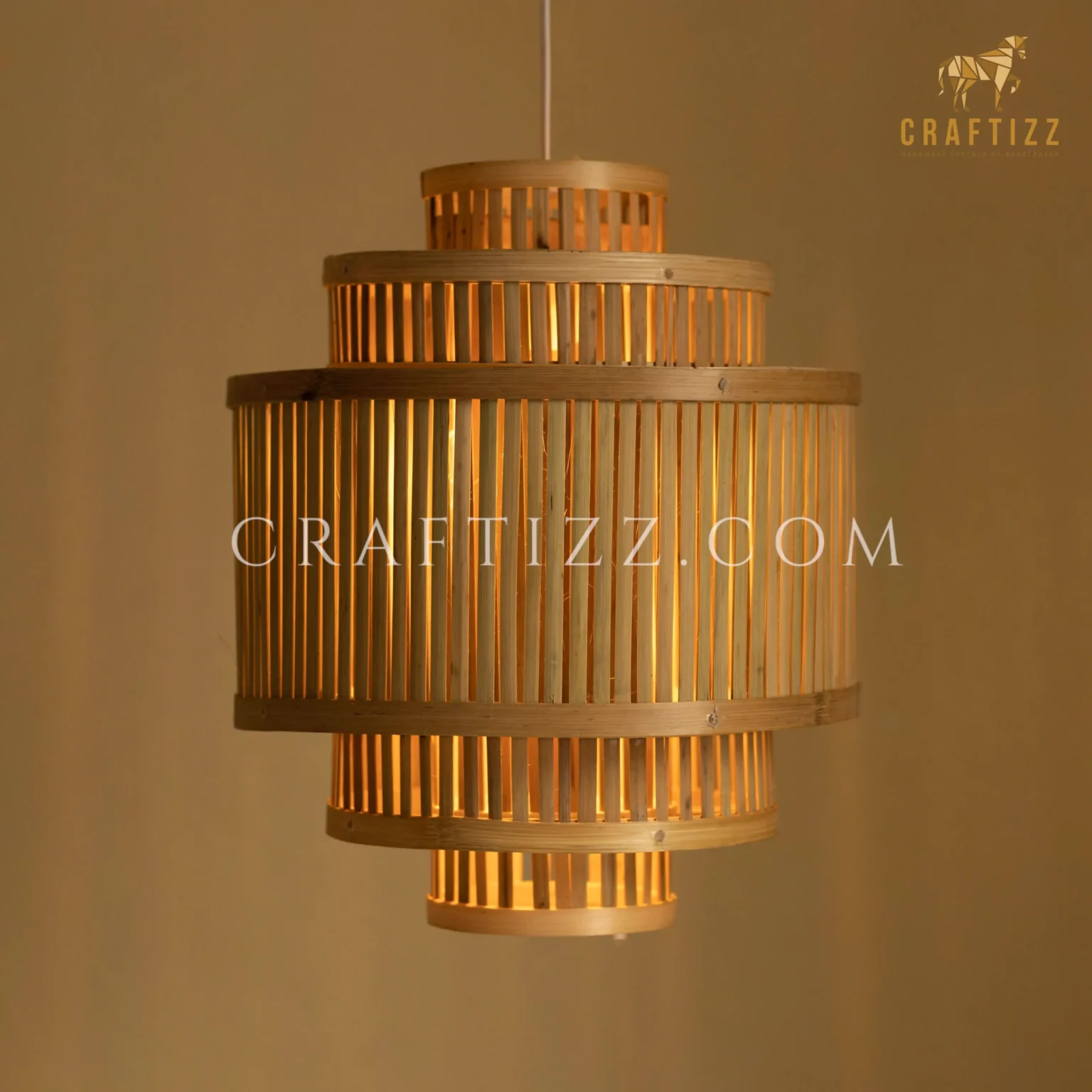 Bamboo Lamp Shade Triple Layer Ceiling Hanging Lamp