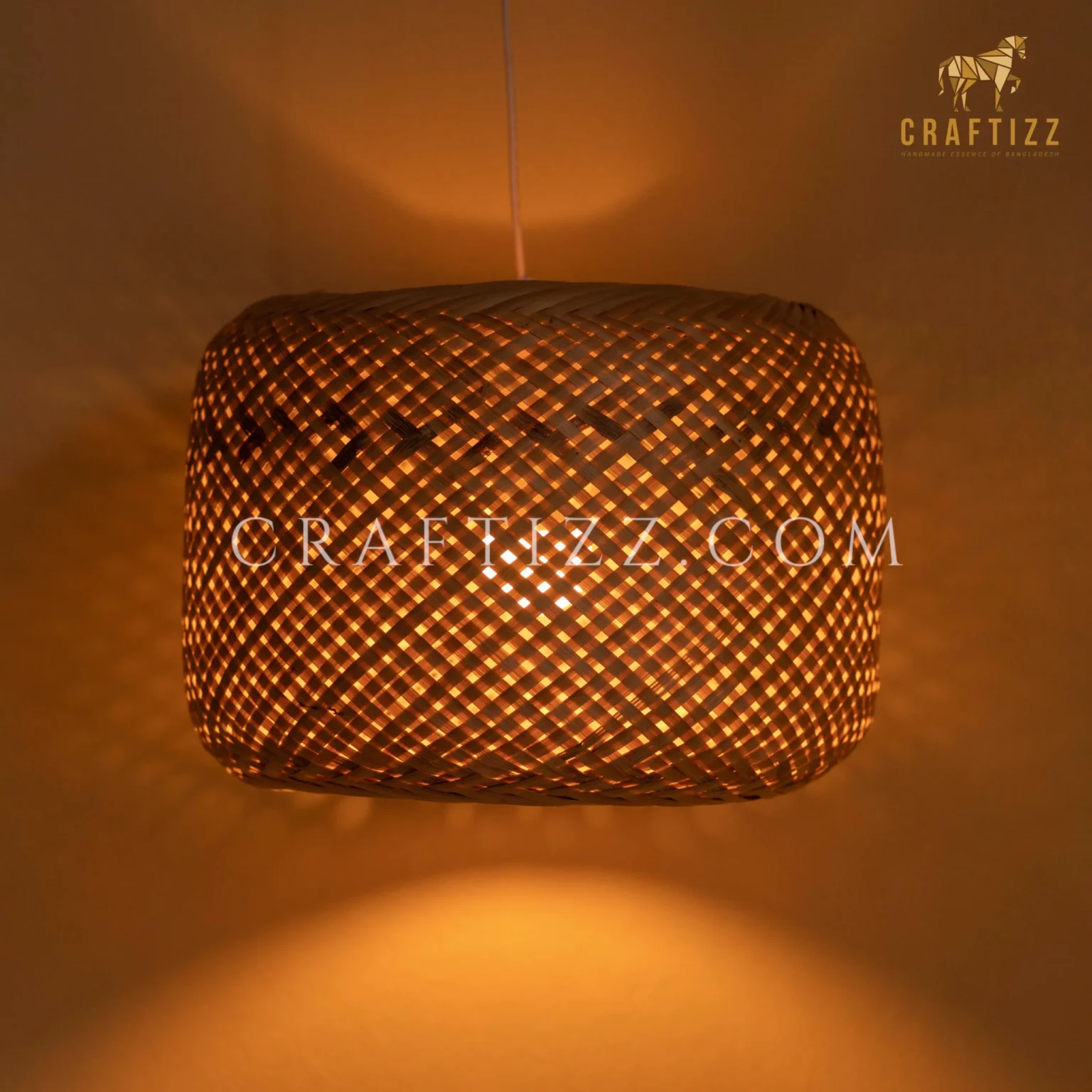 Single Layer Round Shape Hanging Bamboo Lampshade