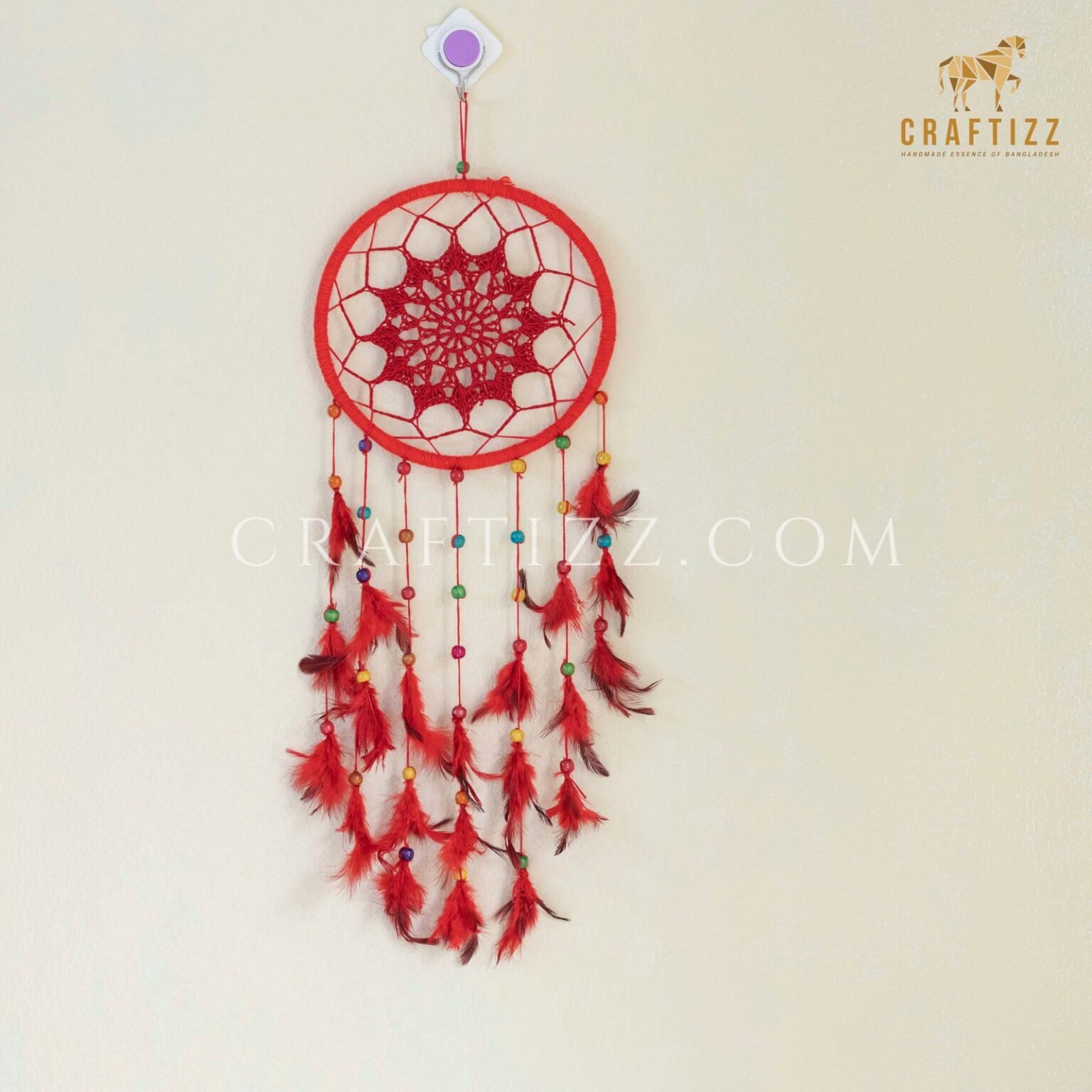 Trendy Red Feather Dream Catchar