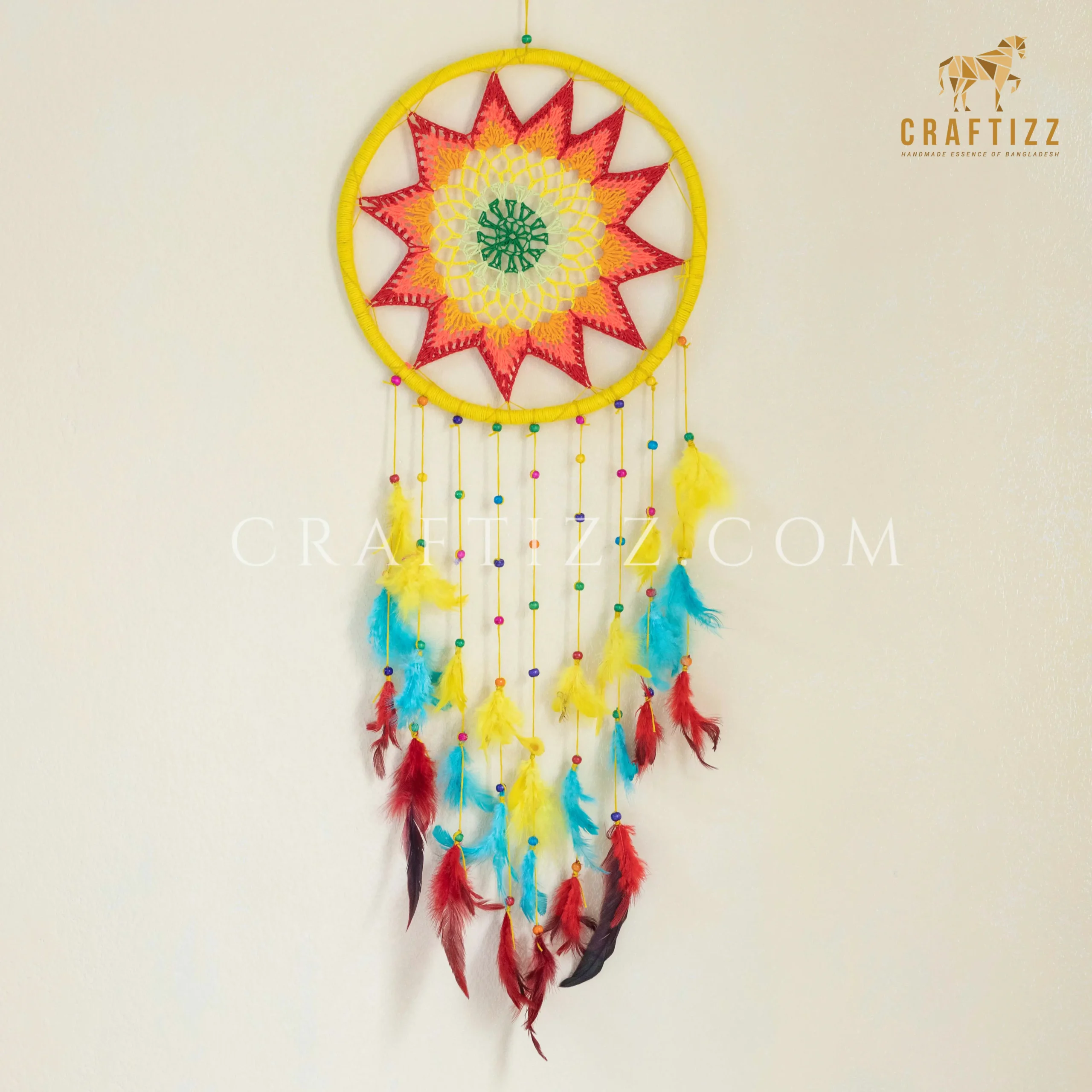Eco-Friendly Multicolor Feather Dream Catcher