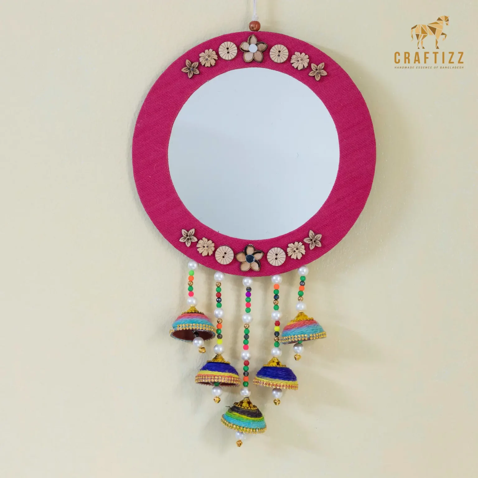 Stylish Wall Hanging Round Shape Jhumka Mirror