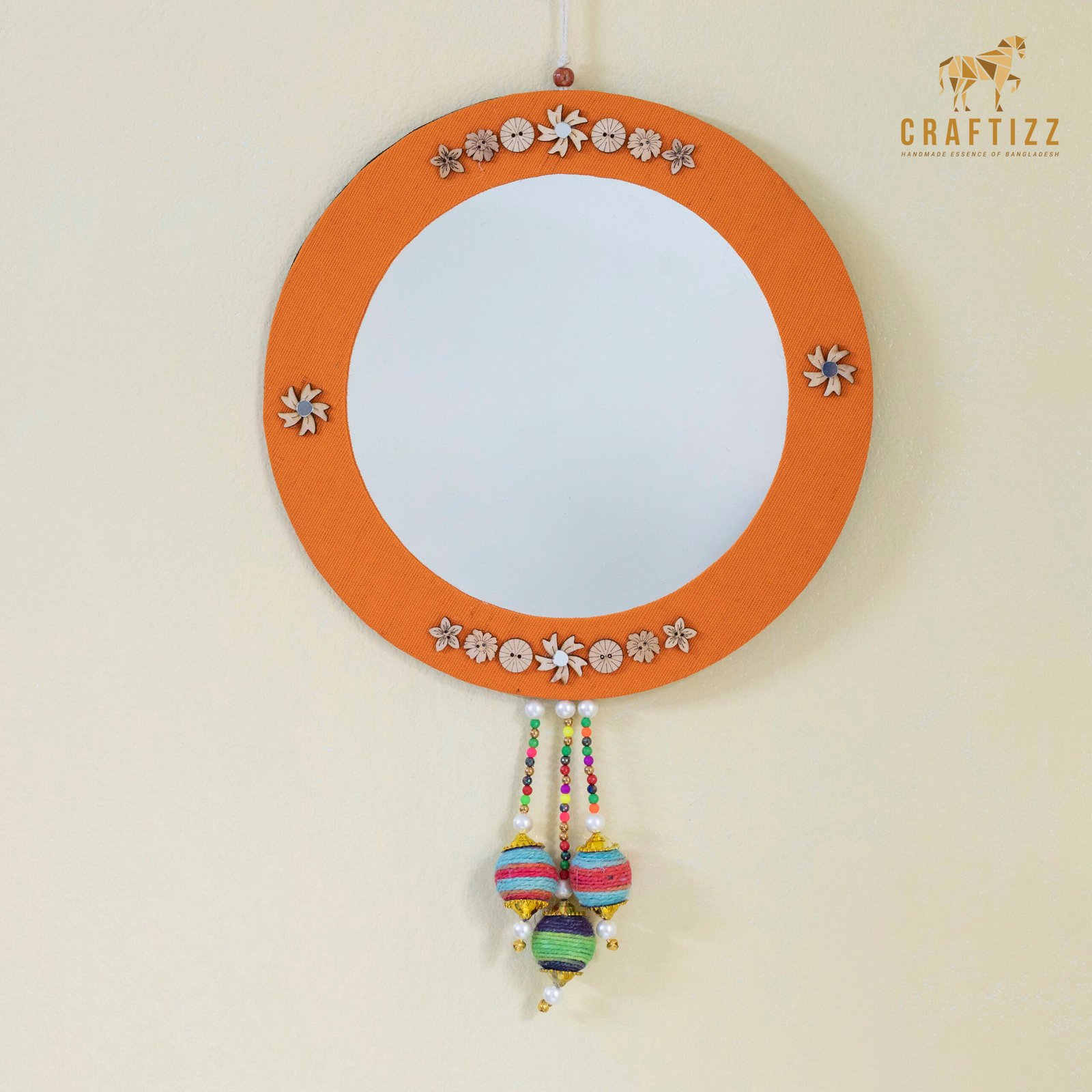 Handicraft Wall Hanging Round Shape Jhumka Mirror
