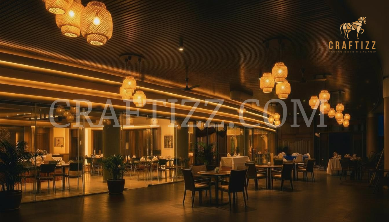 Premium Double Layer Ceiling Hanging Bamboo Lamp Shade - Image 2