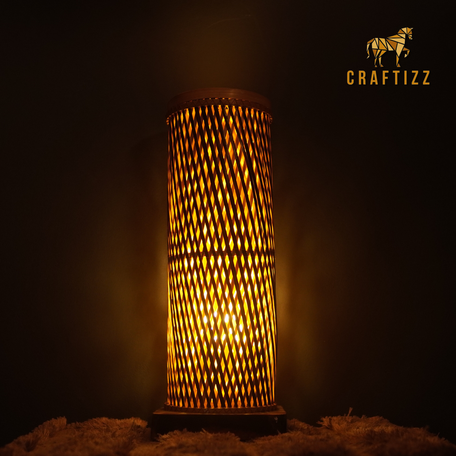 Cylinder Shape Bamboo Black Table Lampshade - Image 4