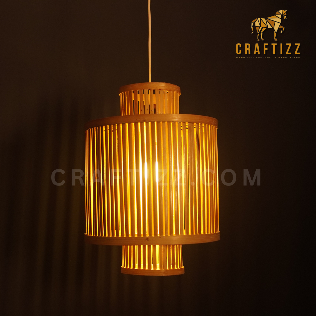 Double Layer Round Shape Ceiling Hanging Bamboo Lamp Shade