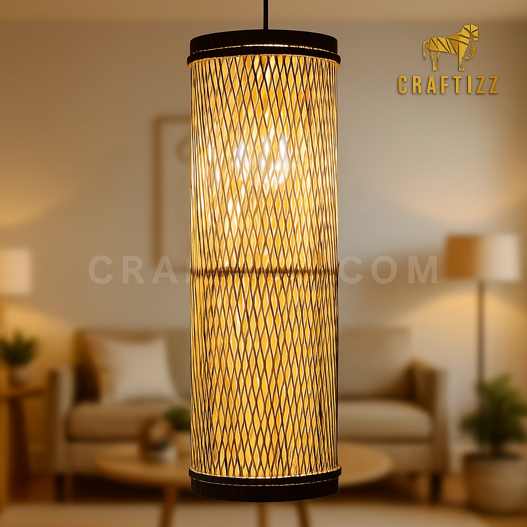 Cylinder Shape Ceiling Hanging Bamboo Lamp Shade