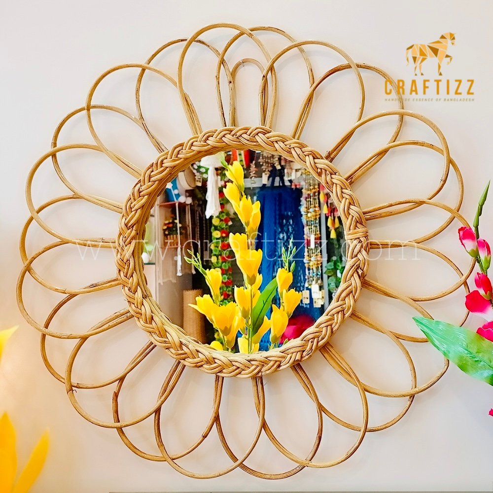 Rattan Flower Wall Mirror 23