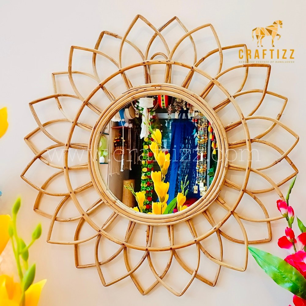 Rattan Sun Flower Mirror 23