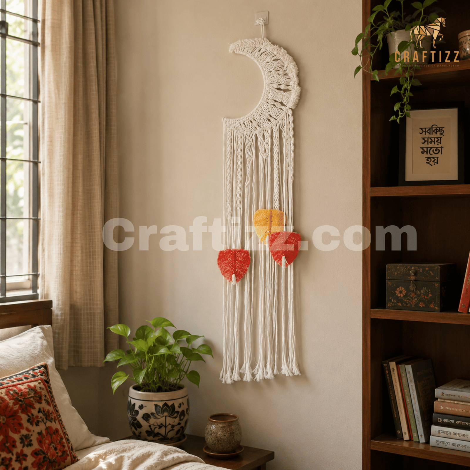 Macrame Mandala Moon Wall Hanging - Image 3