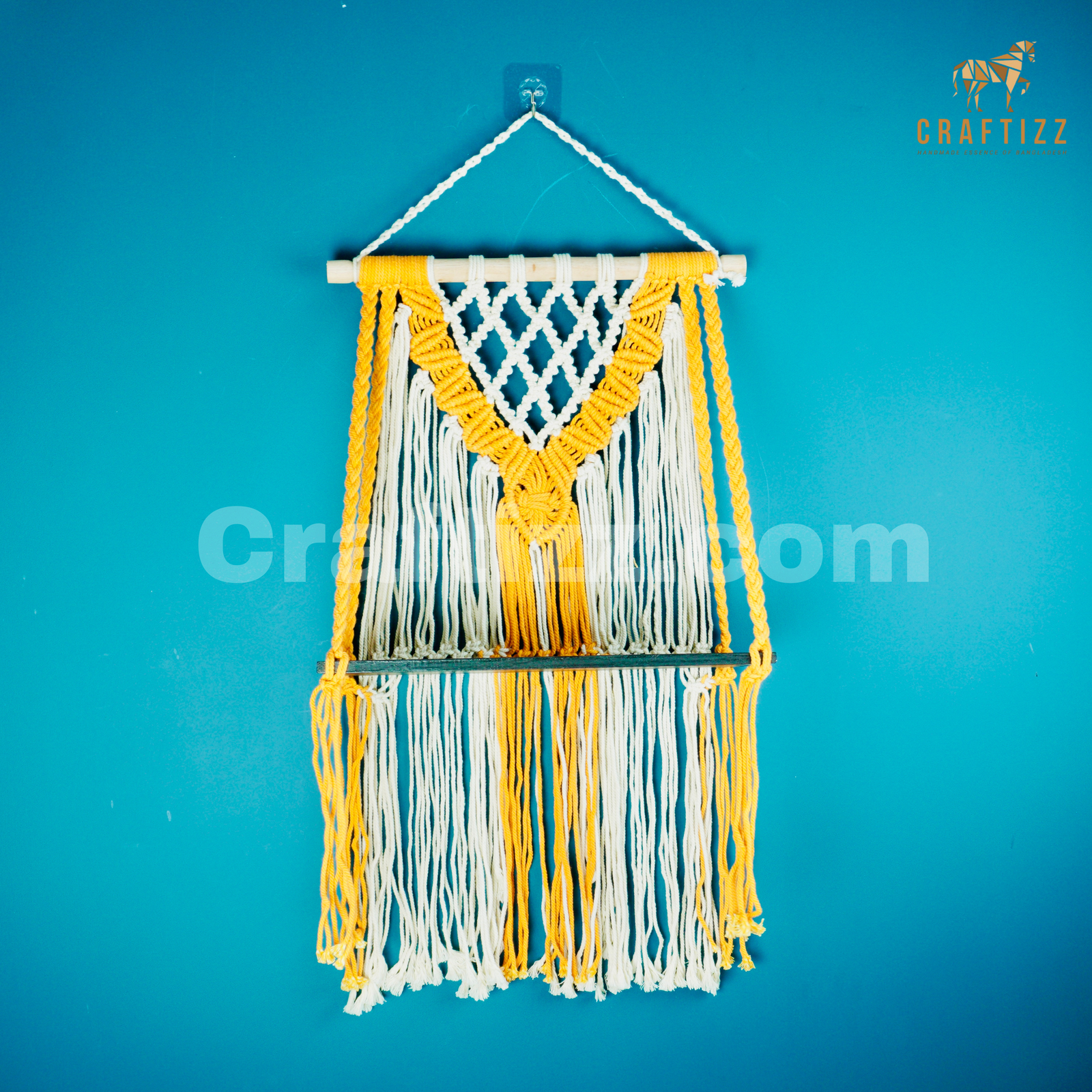 Macrame yellow color Wall Hanging Shelf